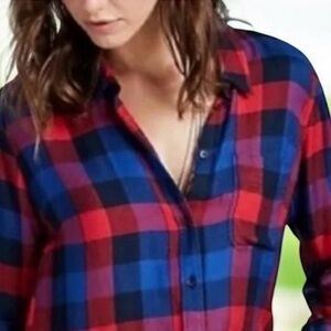KAVU ultra soft plaid Skylar button up shirt women’s tops size medium